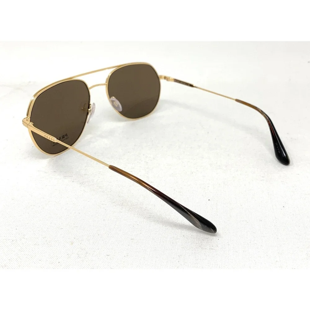 PRADA SPR 55U 5AK-8C1 Pilot Men's Sunglasses Conceptual‎ Gold w/ Brown 57mm